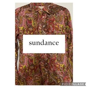 Sundance Paisley Ruffled Button Down Shirt.